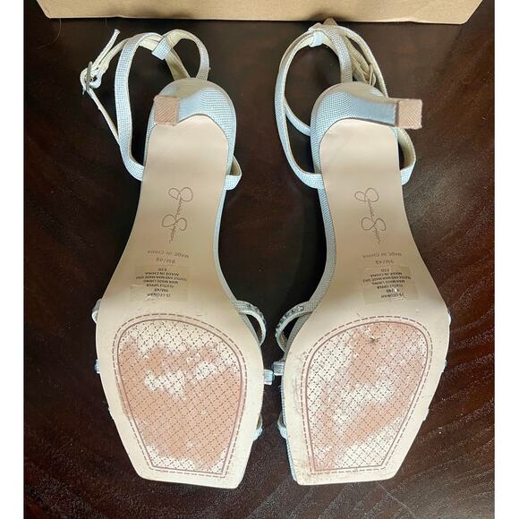 JESSICA SIMPSON Leonah Ankle Strap Sandal Silver Prom Formal Party Size 9 $89 - Picture 11 of 15